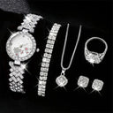 Rhinestone Quartz Women's Hip Hop Watch Set Elegant Jewelry