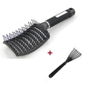 Hair Scalp Massage Comb Bristle Nylon Hairbrush Wet Curly Detangle  Anti-Static Hair Brush Professional Salon Hairdressing Style  ourlum.com B Black and Brush  