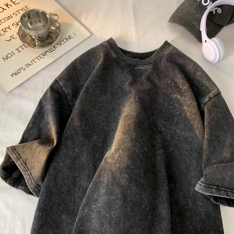Vintage Acid Washed Oversized Tee: Luxe Loose Fit Streetwear Top  ourlum.com   