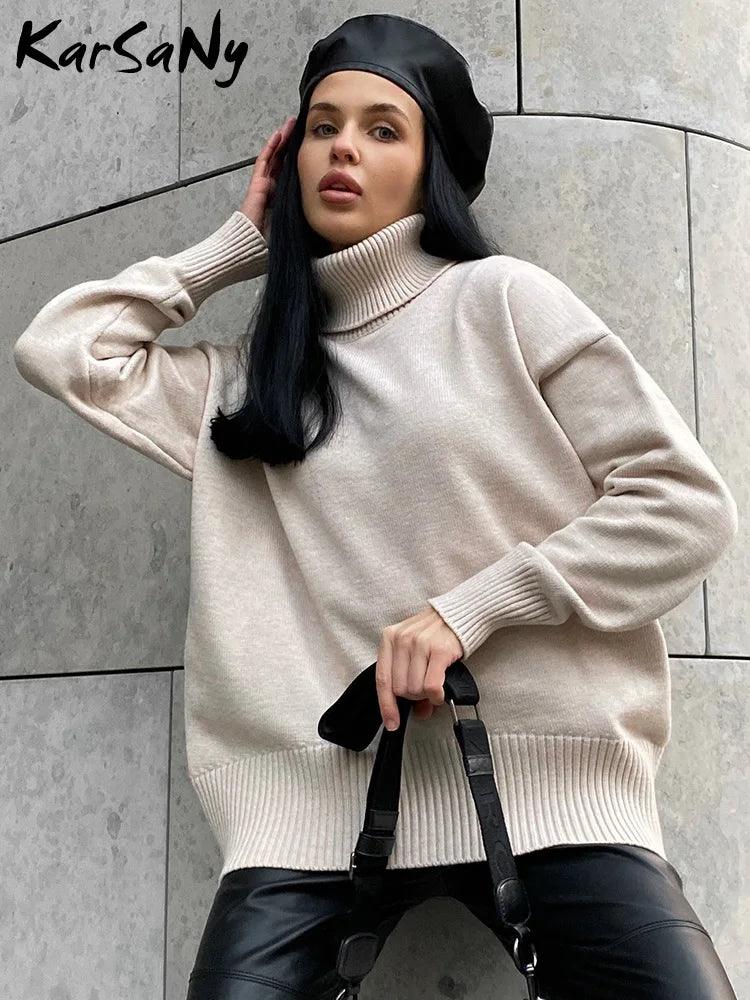 Winter Essential Thick Knit Turtleneck Sweater for Women  ourlum.com   