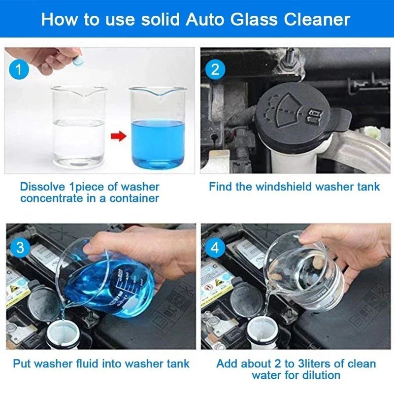 Effervescent Windscreen Cleaner Tabs: Crystal Clear View & Enhanced Wiper Performance  ourlum.com   