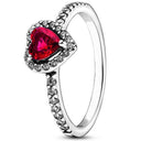 Red Heart Sterling Silver Ring with Colorful Crystals Gift