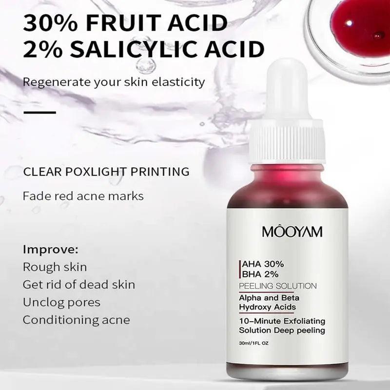 New Face Makeup Peeling Solution AHA 30% + BHA 2% Acne Removing Serum Repair Hyaluronic Acid Face Skin Care Treatments