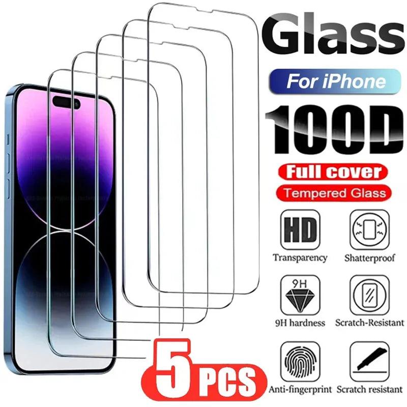 5-Pack Tempered Glass Screen Protectors for iPhone 15 14 13 12 11 Pro Max - Crystal Clear Protection  ourlum.com For iPhone 15 5PCS Tempered Glass 