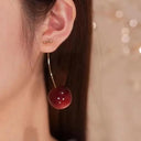 Sweet Cherry Charm Earrings Whimsical Korean Style Women