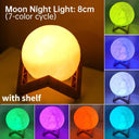 LED Night Light 3D Printing Moon Lamp with Stand 8CM/12CM Battery Powered 7 Color Change Kids Moon Night Lamp Home Decor  ourlum.com 8CM colorful  