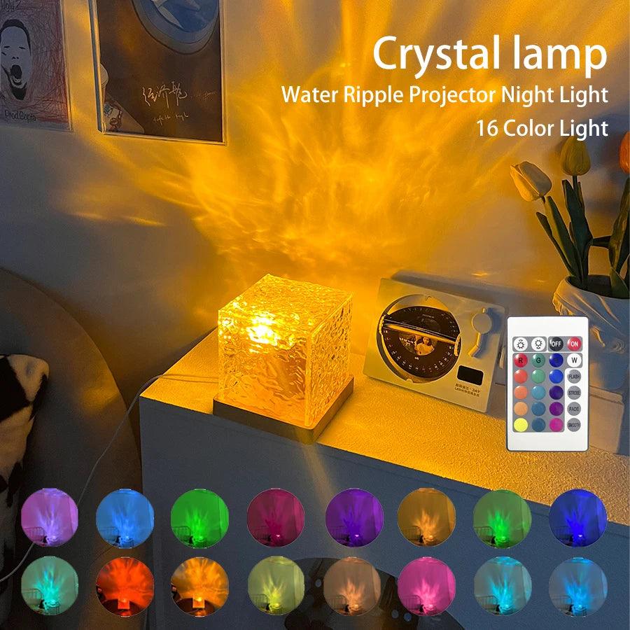 Colorful Water Ripple Projector Lamp - USB Night Light for Home Decor & Gifts