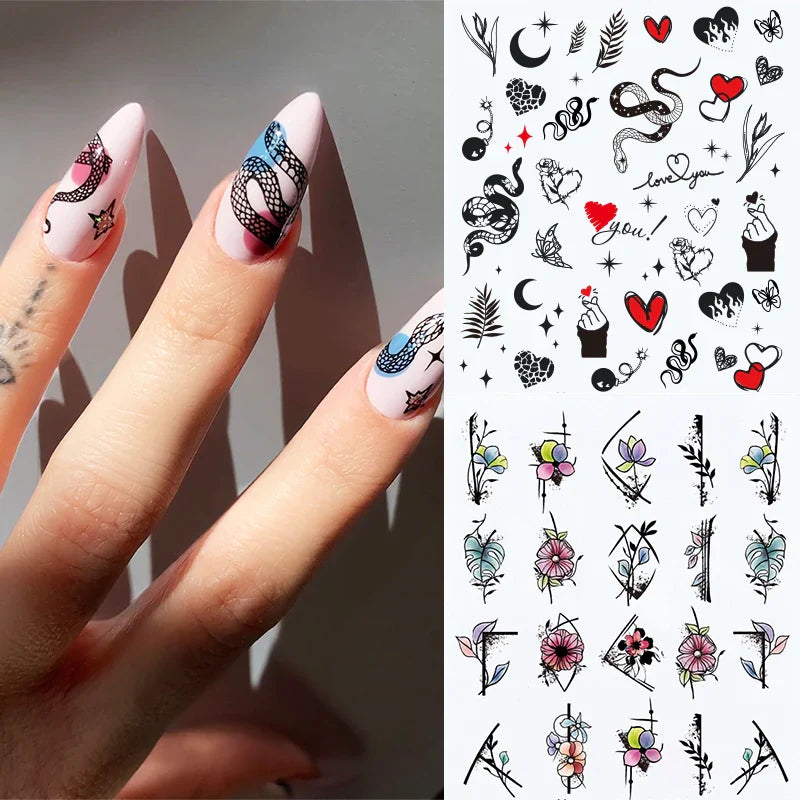 Floral Geometric Nail Art Water Decals - Easy Nail Transfer