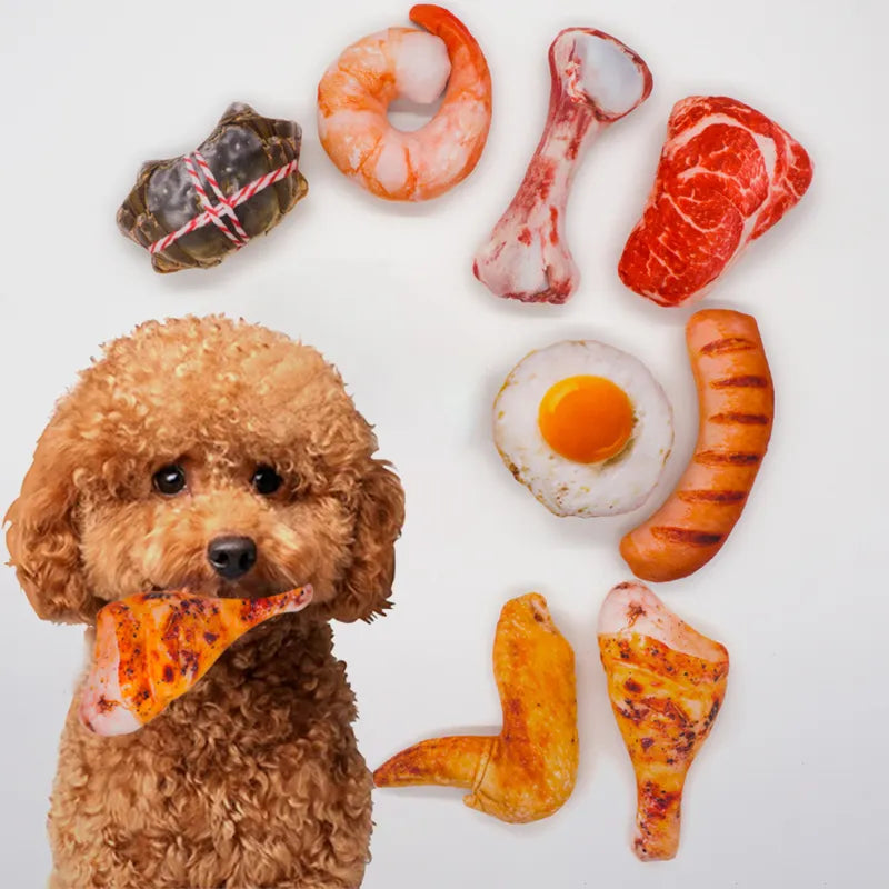 Funny Dog Squeaky Meat Seafood Toy Series for Small Medium Dogs  ourlum.com   