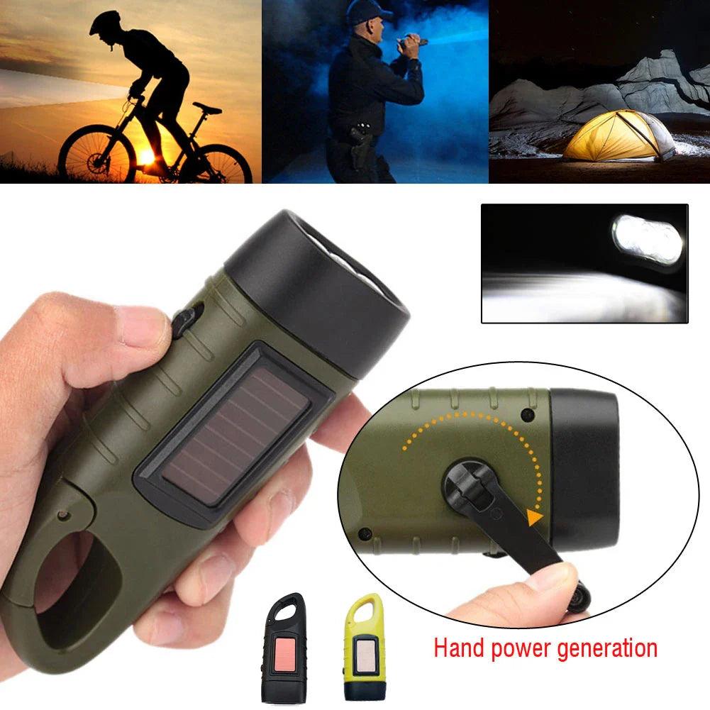 Solar Crank Flashlight: Compact Emergency Torch for Outdoor Adventures  ourlum.com   