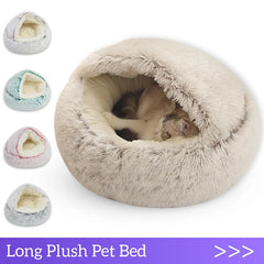 Winter Plush Cat Bed: Cozy Cushion House for Small Dog Sleep