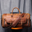 MUNUKI Vintage Crazy Horse Leather Travel Bag Large Tote