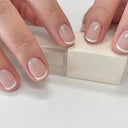 French False Nails Chic Nude White Short Square Tips Glue