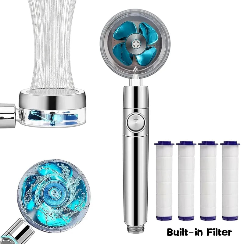 360 Degrees Rotation Turbo Fan Shower Head: Ultimate High Pressure Experience  ourlum.com   