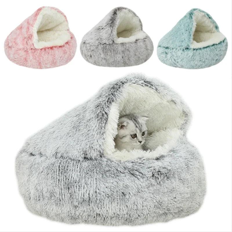 Cozy Plush Cat Bed: Self-Warming Cat Nest for Small Dogs & Cats  ourlum.com   