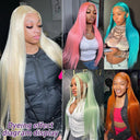 38 Inch 613 Blonde HD Lace Frontal Wig Brazilian Remy Hair