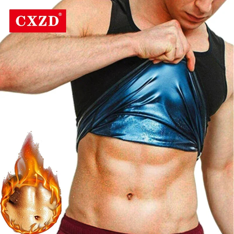 CXZD Men Sweat Sauna Vest Body Shaper Waist Trainer Weight Loss Slimming Heat Trapping Tops Shapewear Shirts Fat Burning Corset