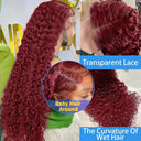 200 Density 13x4 Burgundy Lace Front Wig Deep Curly 30/32