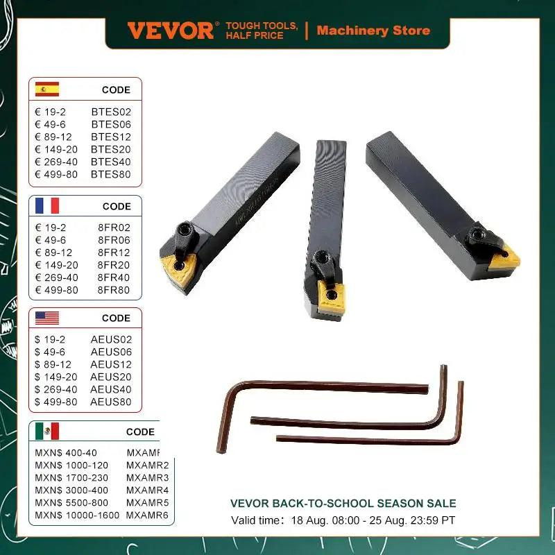 VEVOR 3/4/7 PCS Indexable Lathe Turning Tool Holder with Tin Coated Carbide Inserts Aluminum Case for Turning Grooving Threading