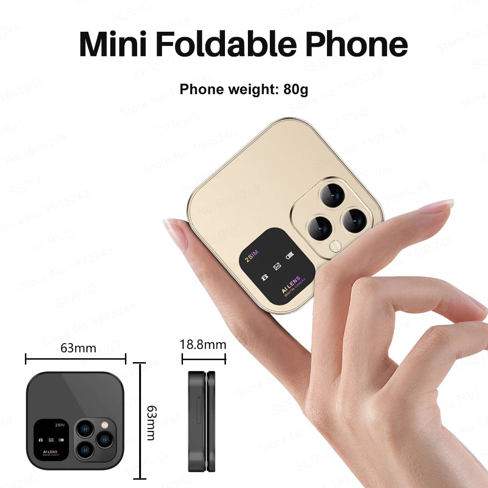 SERVO 2024 New Mini Flip Mobile Phone FM Radio Magic Voice Blacklist Speed Dial Vibration 2SIM Card Small Display Foldable Phone
