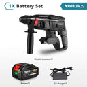 Yofidra 26mm Brushless Electric Hammer Electric Pick Impact Drill Multi-function Cordless Rotary Tool For Makita 18V Battery  ourlum.com 1Xbattery option 3 france 