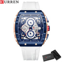 CURREN Men's Casual Quartz Watch with Rectangular Silicone Straps