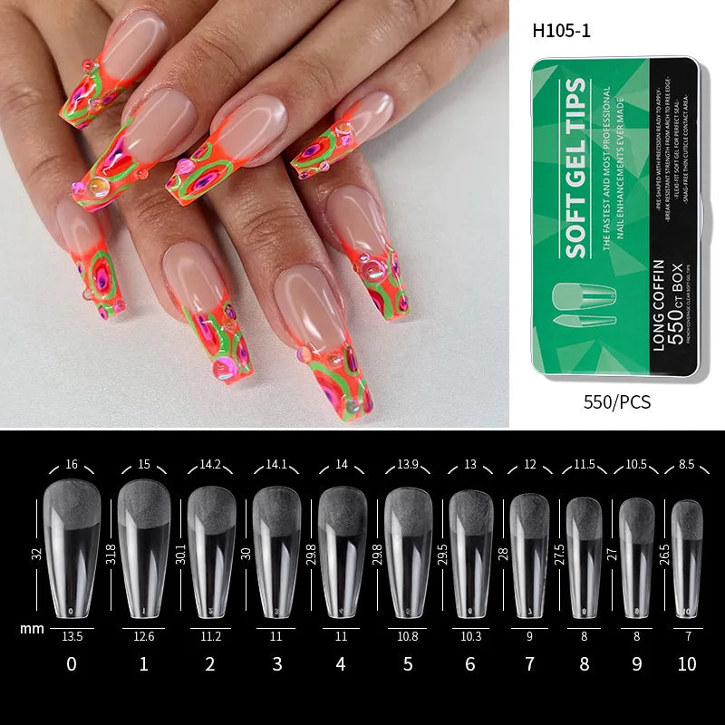 Almond French Coffin Acrylic False Nails Set: Enhance Your Nail Aesthetics