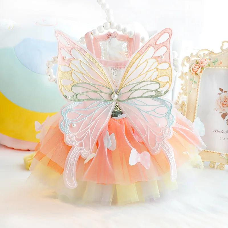Pet Dog Princess Dress for Summer Occasions - Silk Skirt with Flying Sleeves  ourlum.com   