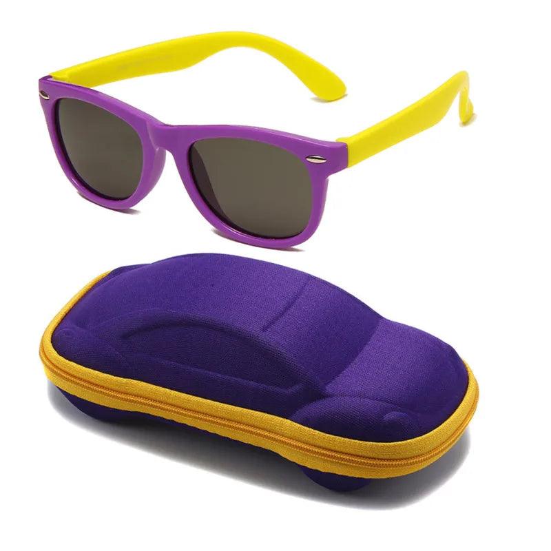 Trendy UV400 Kids Sunglasses for Boys and Girls - Durable Silicone Goggles with Stylish Round Frame