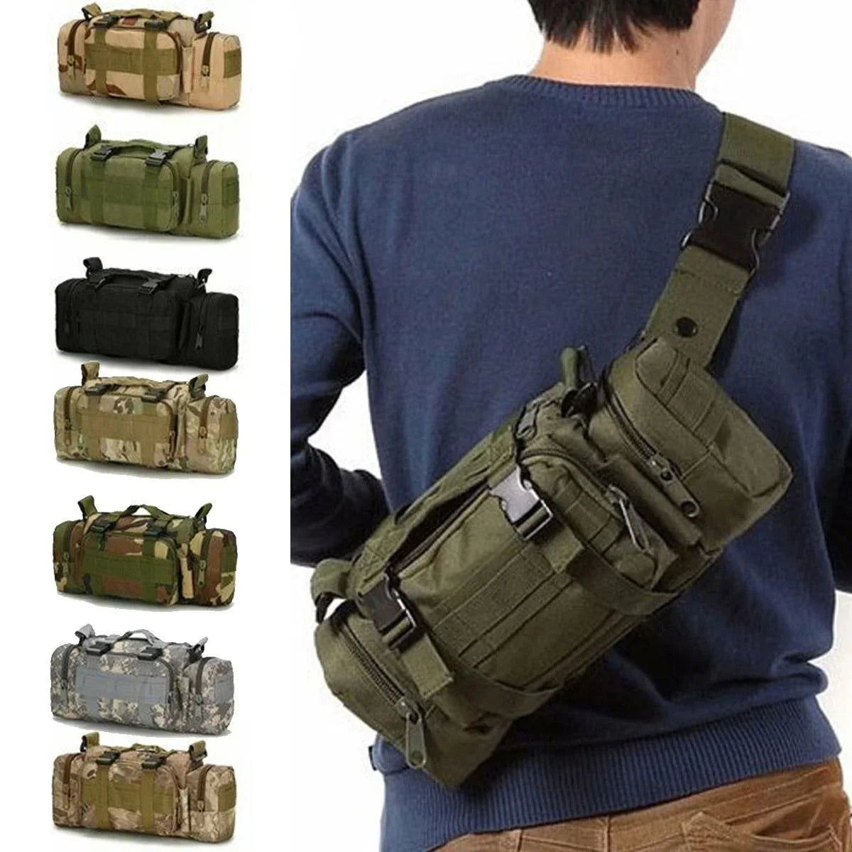 Outdoor Tactical Backpack Hunting Waist Pack Chest Bag Camping Hiking Cycling Hip Belt Sling Pouch EDC Camera Handlebar Tool Bag