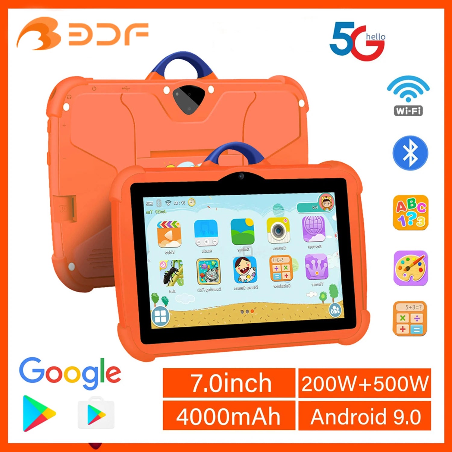 New 5G WiFi 7 Inch Google Tablet For Children Learning Education Kids Tablets Android9.0 Quad Core 4GB+64GB Dual Cameras 4000mAh