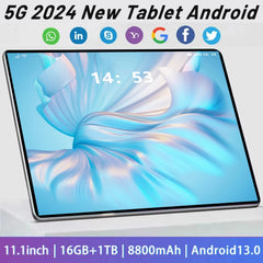 2024 5G Android Tablet 10.1" - 16GB RAM, 1TB Storage, Dual Cameras, Dual SIM & Long-Lasting Battery