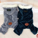 Winter Pet Dog Coat with Wool Lining Stylish Polyester Jumpsuit