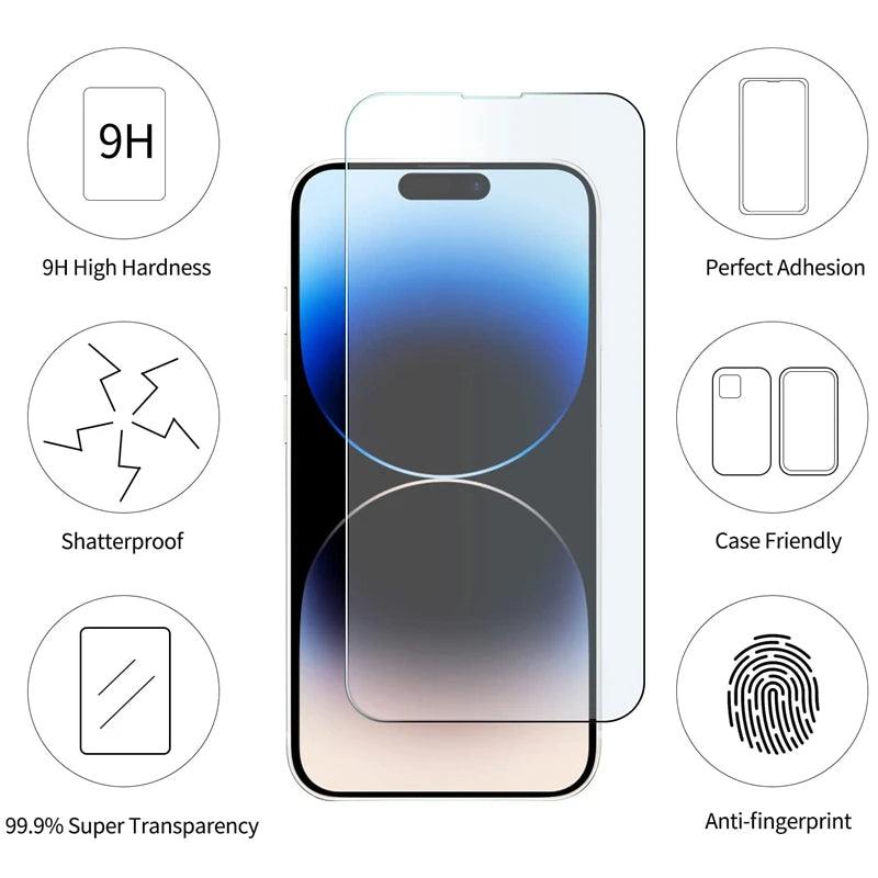 Enhanced Glass Screen Protector Phone Case for Apple iPhones - 3 or 5 Pack  ourlum.com   