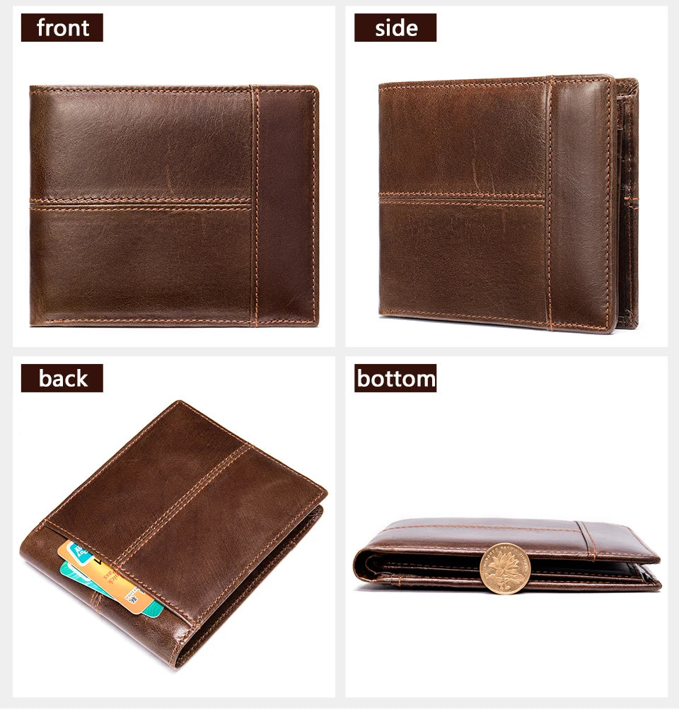 WESTAL Genuine Leather Wallet with Coin Purse RFID Wallet for Men Cardholder Money Bags