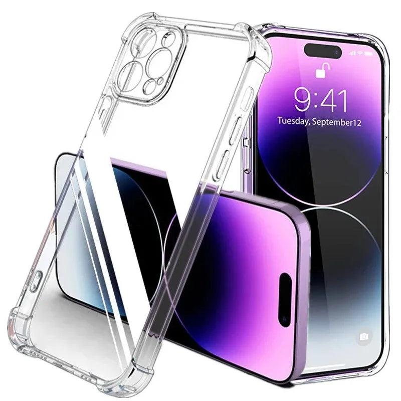 Shockproof Clear Silicone Phone Case for iPhone Series with Lens Protection - Stylish and Functional  ourlum.com   