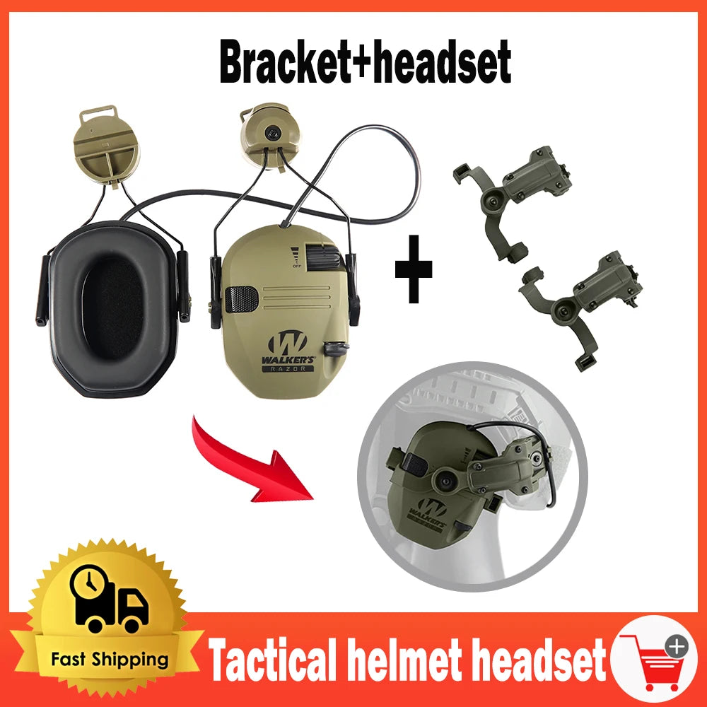 Walker Electronic Shooting Headset Helmet Mounted Version Earmuff Hunting Shooting Noise Cancelling Headphone SET