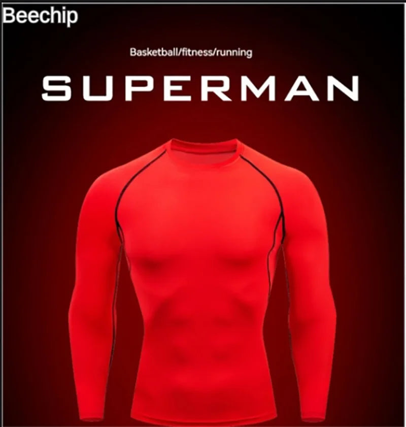 Men's Long Sleeve Compression T-Shirt for Running and Basketball Training - High Elastic Fast-Dry Base Layer