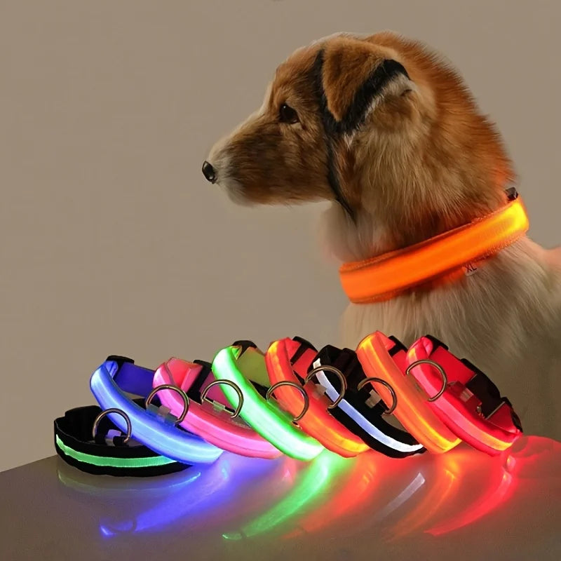Glowing Nylon LED Dog Leash and Collar Set for Night Safety  ourlum.com   