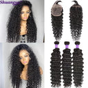 Luxury Brazilian Deep Wave Remy Hair Bundle Set with Frontal