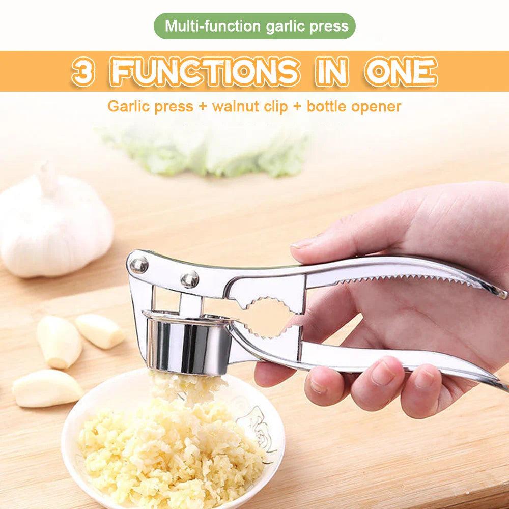 Garlic Press Mincer: Premium Stainless Steel Kitchen Crusher  ourlum.com   