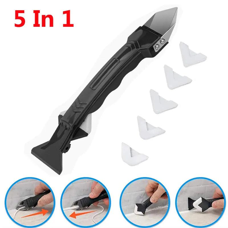 5-in-1 Silicone Sealant Caulk Finisher Grout Kit Floor Mould Removal Hand Tools Set  ourlum.com   