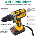 WOZOBUY 21V MAX Cordless Drill and Impact Wrench, Power Tool with Batteries and Charger  ourlum.com   