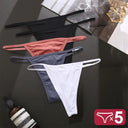 Seductive 5-Piece Cotton Blend G-String Panties Set for Women  ourlum Set14 M Set