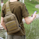 USB Charging Tactical Sling Backpack for Men for Outdoors