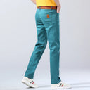 Spring Men's Slim Jeans Classic Style Straight Elasticity Cotton Denim Pants Male Brand Wine Red Black White Trousers