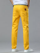 Four Season New Men's Yellow Jeans Fashion Business Casual Straight Denim Stretch Trousers All-match Men's Casual Pants Jeans