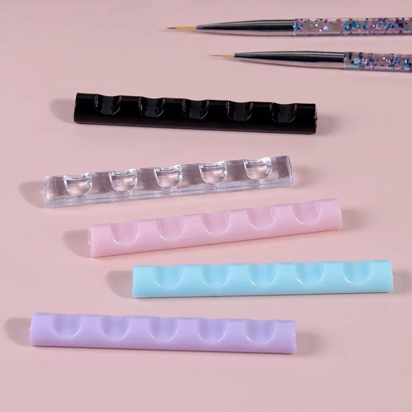 1PC 5 Grids Acrylic Nail Brush Rack Shelf Painting Pen Rest Holder Stand Colorful UV Gel Brush Display Holder  ourlum.com   