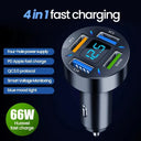 66W 4 Ports USB Car Charger with PD Quick Charge 3.0 - iPhone 13 12  Samsung Fast Charging Adapter  ourlum.com   