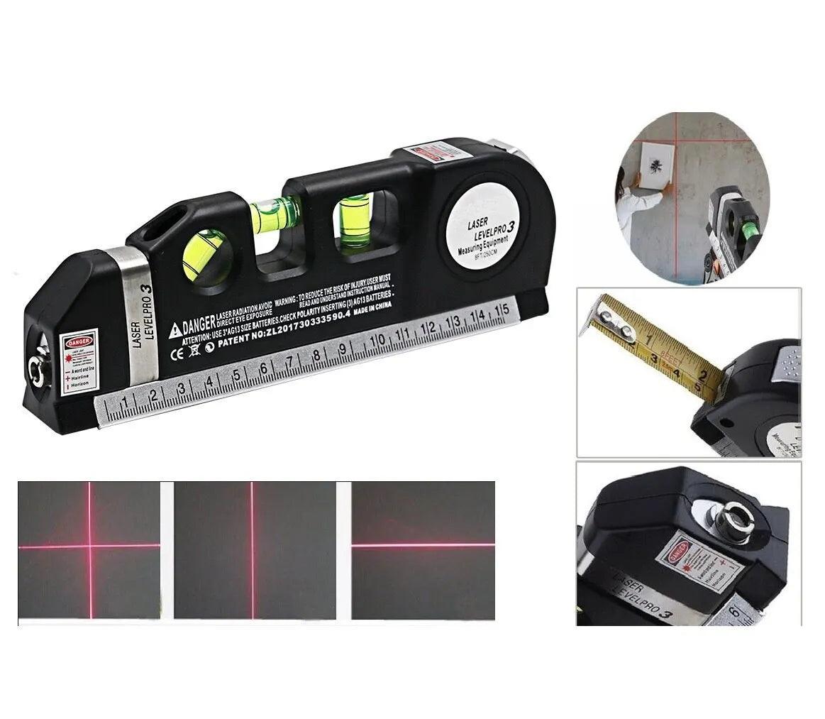 Laser Level Cross Line Tool with Measure Tape and Rulers: Precision Measurement Tool  ourlum.com   